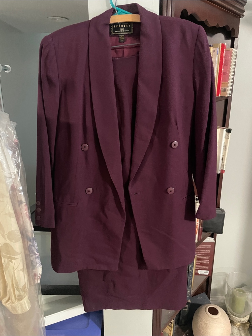 Express Men's Double-Breasted Blazer in Plum